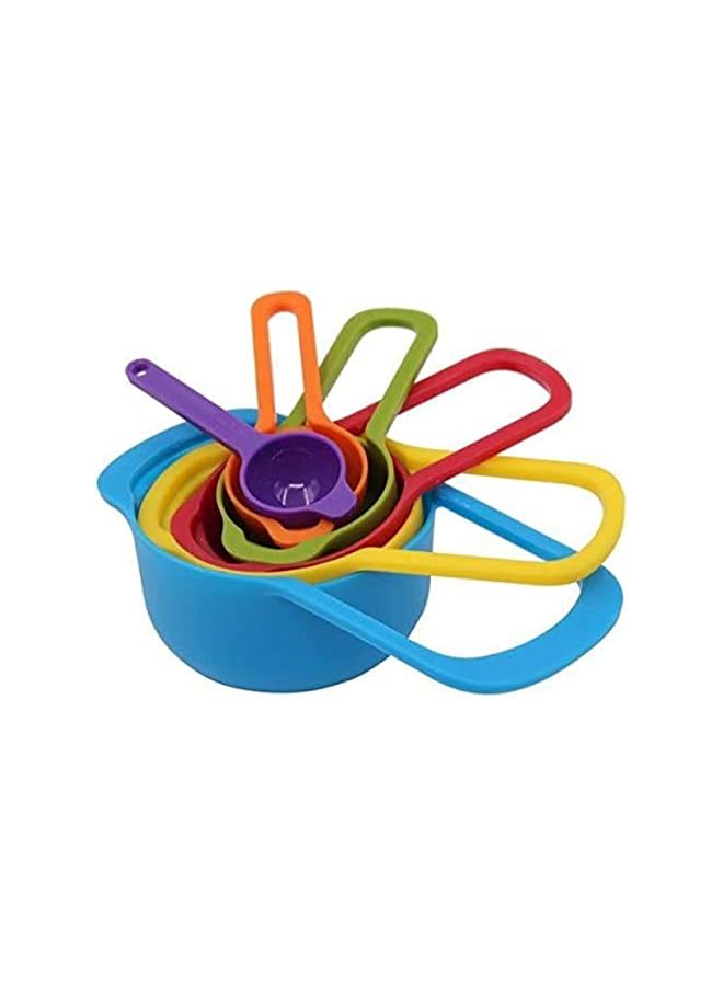 S-TOP 6 Pcs of Plastic Measuring Cups and Spoons Set. Stackable, Space Saving, Multi color Design - Image 2