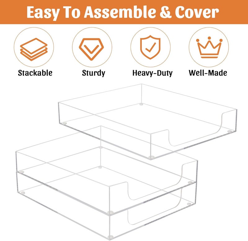 AZFUNN Letter-Size Tray Desk Letter Tray Paper Tray, Sturdy Heavy-Duty Plastic Printer Paper Tray, Single-Tier Stackable File Storage Organizer for Office Home (Clear) - Image 5