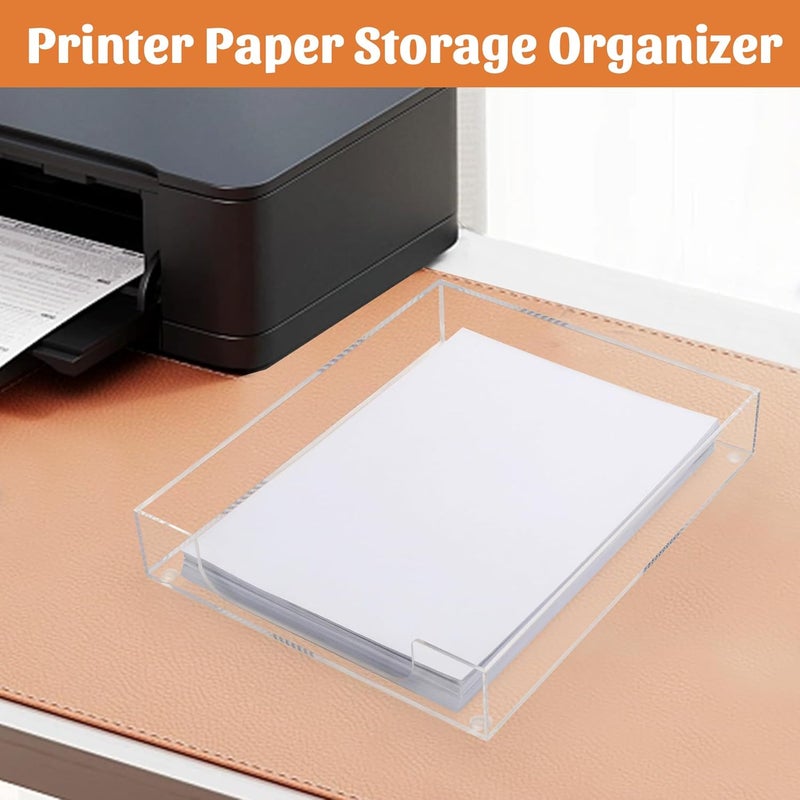 AZFUNN Letter-Size Tray Desk Letter Tray Paper Tray, Sturdy Heavy-Duty Plastic Printer Paper Tray, Single-Tier Stackable File Storage Organizer for Office Home (Clear) - Image 3