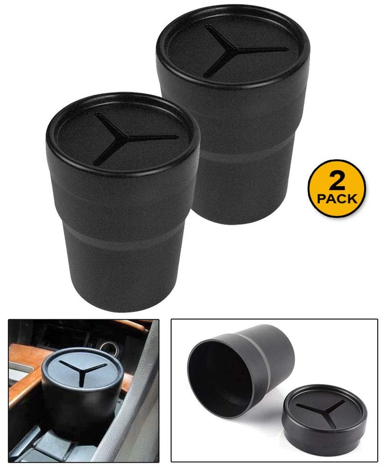 JAVOedge 2 Pack Black Small Car Storage Holder for Pens, Coins, Cash, Fits in Cup Holder - Image 4