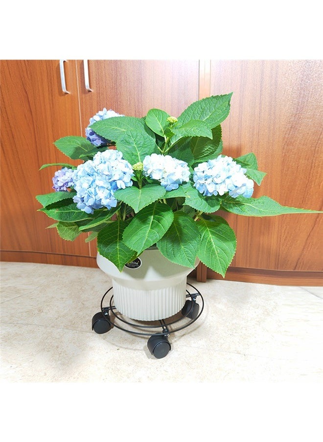 yongsheng Cylinder Stand Black 32cm, Plant Stand with Wheels, Round Flower Pot Plant Caddy Outdoor with 360° Rolling Casters for Indoor, Home, Garden  - Image 2