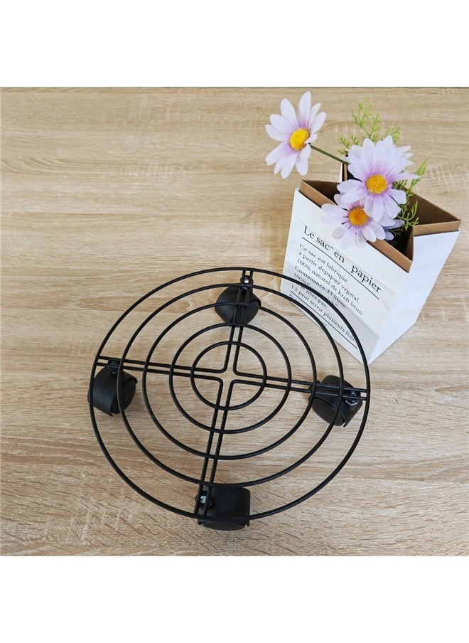 yongsheng Cylinder Stand Black 32cm, Plant Stand with Wheels, Round Flower Pot Plant Caddy Outdoor with 360° Rolling Casters for Indoor, Home, Garden  - Image 3