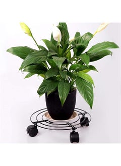 yongsheng Cylinder Stand Black 32cm, Plant Stand with Wheels, Round Flower Pot Plant Caddy Outdoor with 360° Rolling Casters for Indoor, Home, Garden  - Image 4