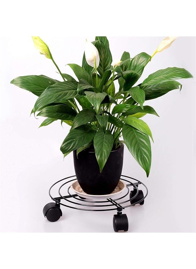 yongsheng Cylinder Stand Black 32cm, Plant Stand with Wheels, Round Flower Pot Plant Caddy Outdoor with 360° Rolling Casters for Indoor, Home, Garden  - Image 4
