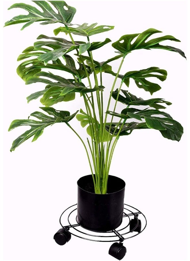 yongsheng Cylinder Stand Black 32cm, Plant Stand with Wheels, Round Flower Pot Plant Caddy Outdoor with 360° Rolling Casters for Indoor, Home, Garden  - Image 5