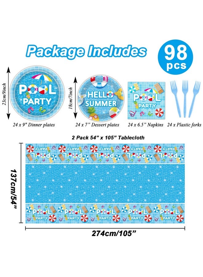 تفكس جيه مجموعة أدوات مائدة لحفلات حمام السباحة من Tevxj، مكونة من 98 قطعة، مناسبة لحفلات أعياد الميلاد الصيفية على الشاطئ، ومفارش مائدة لحفلات حمام السباحة وألواح التزلج على الماء، ومجموعات أدوات مائدة لحفلات أعياد الميلاد الهاوايية وحفلات استقبال المولود الجديد، وهدايا الحفلات - Image 2