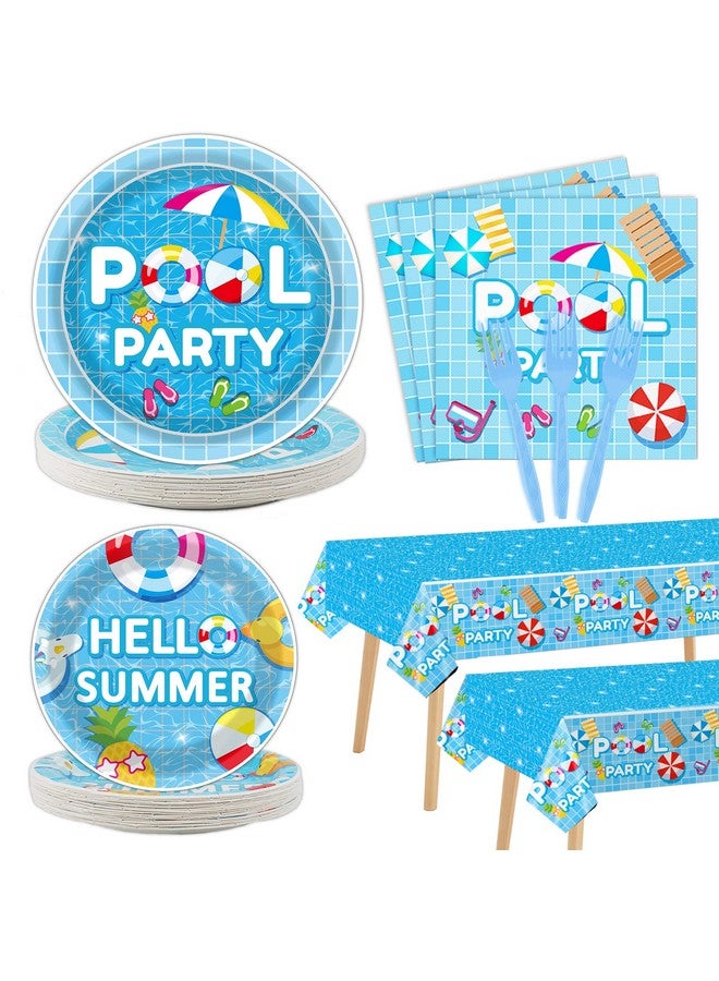 تفكس جيه مجموعة أدوات مائدة لحفلات حمام السباحة من Tevxj، مكونة من 98 قطعة، مناسبة لحفلات أعياد الميلاد الصيفية على الشاطئ، ومفارش مائدة لحفلات حمام السباحة وألواح التزلج على الماء، ومجموعات أدوات مائدة لحفلات أعياد الميلاد الهاوايية وحفلات استقبال المولود الجديد، وهدايا الحفلات - Image 1