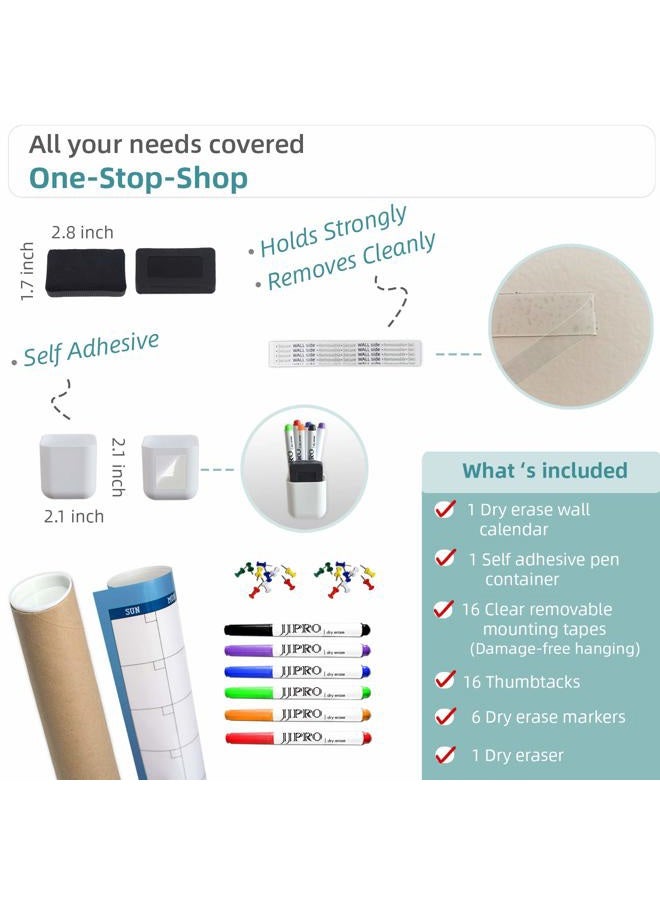 JJPRO Large Dry Erase Wall Calendar - 52"x36" - Blank Undated Yearly Calendar - Whiteboard Premium Laminated Planner - Reusable Laminated Office Jumbo 12 Months Calendar - Image 3