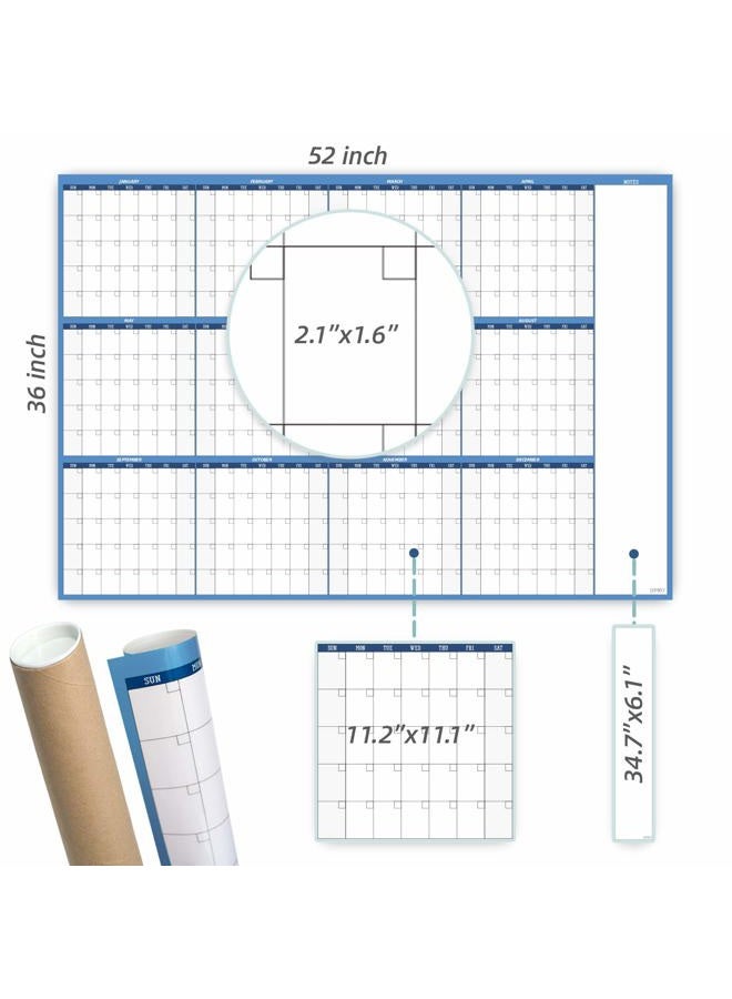 JJPRO Large Dry Erase Wall Calendar - 52"x36" - Blank Undated Yearly Calendar - Whiteboard Premium Laminated Planner - Reusable Laminated Office Jumbo 12 Months Calendar - Image 4