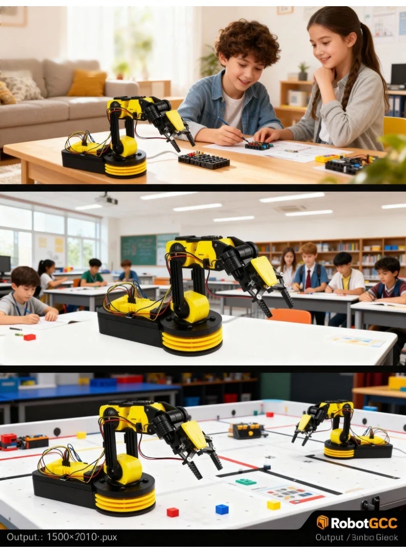 robotgcc 6DOF Robotic Arm Kit – Programmable Servo Arm with Graphical Coding, Remote Control & STEM Engineering Education Platform - Image 4