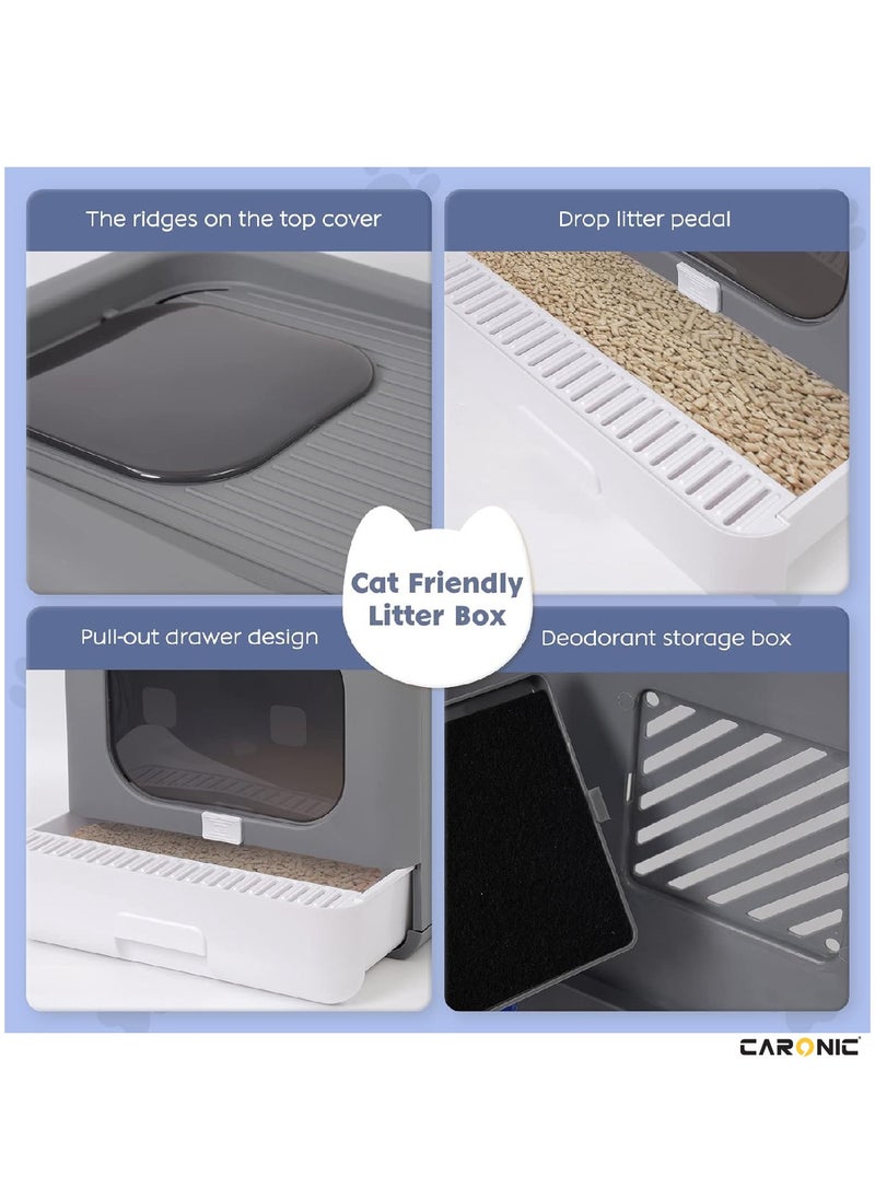 CARONIC - Pet Litter Box Foldable With Litter scoop Portable Closed Splash proof Easy To Clean - Image 1