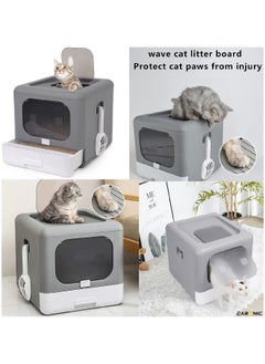 CARONIC Pet Litter Box Foldable With Litter scoop Portable Closed Splash proof Easy To Clean  - Image 4