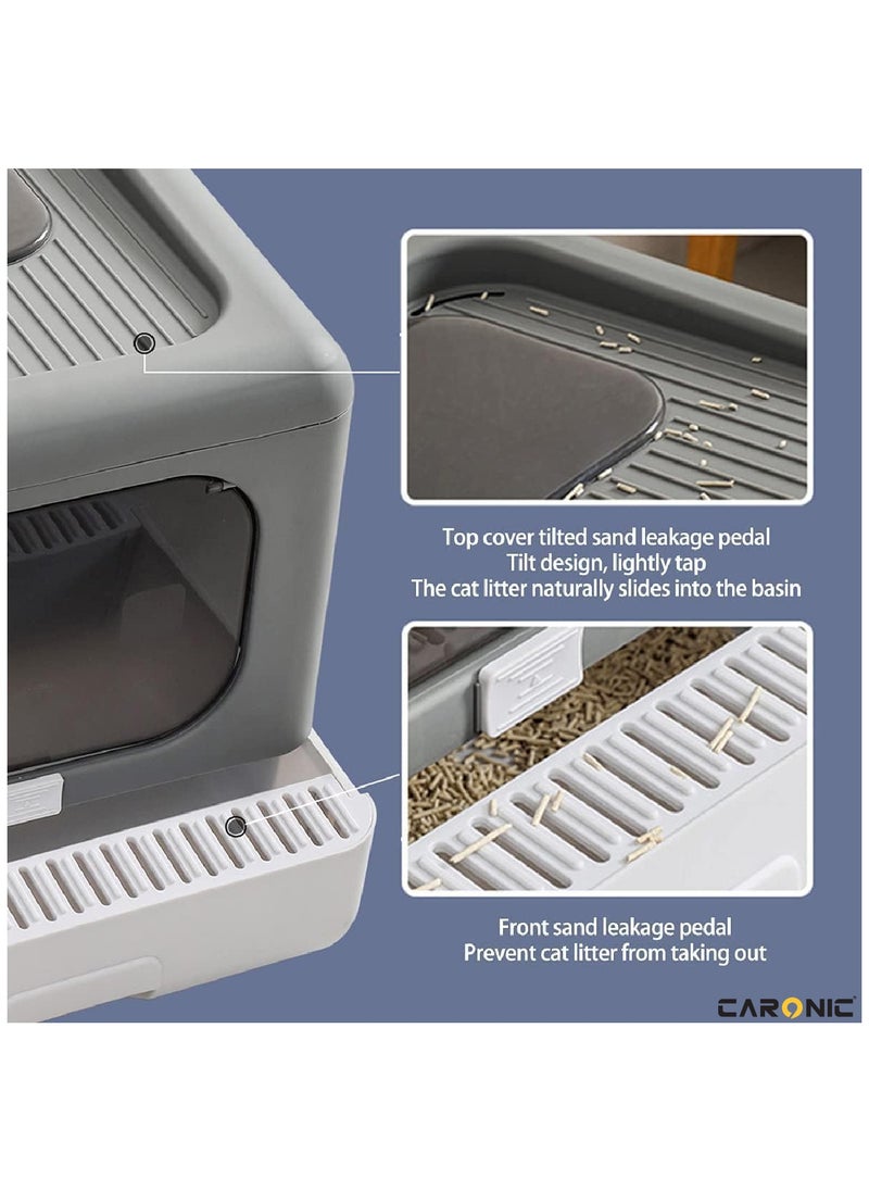 CARONIC - Pet Litter Box Foldable With Litter scoop Portable Closed Splash proof Easy To Clean - Image 1
