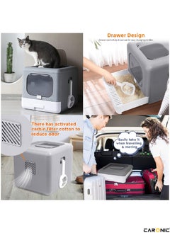 CARONIC Pet Litter Box Foldable With Litter scoop Portable Closed Splash proof Easy To Clean  - Image 5