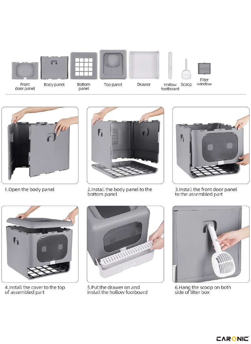 CARONIC - Pet Litter Box Foldable With Litter scoop Portable Closed Splash proof Easy To Clean - Image 1