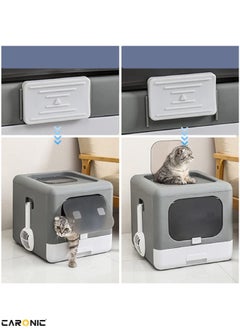 CARONIC Pet Litter Box Foldable With Litter scoop Portable Closed Splash proof Easy To Clean  - Image 2