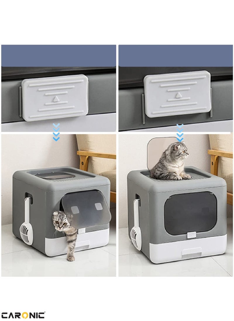 CARONIC - Pet Litter Box Foldable With Litter scoop Portable Closed Splash proof Easy To Clean - Image 1