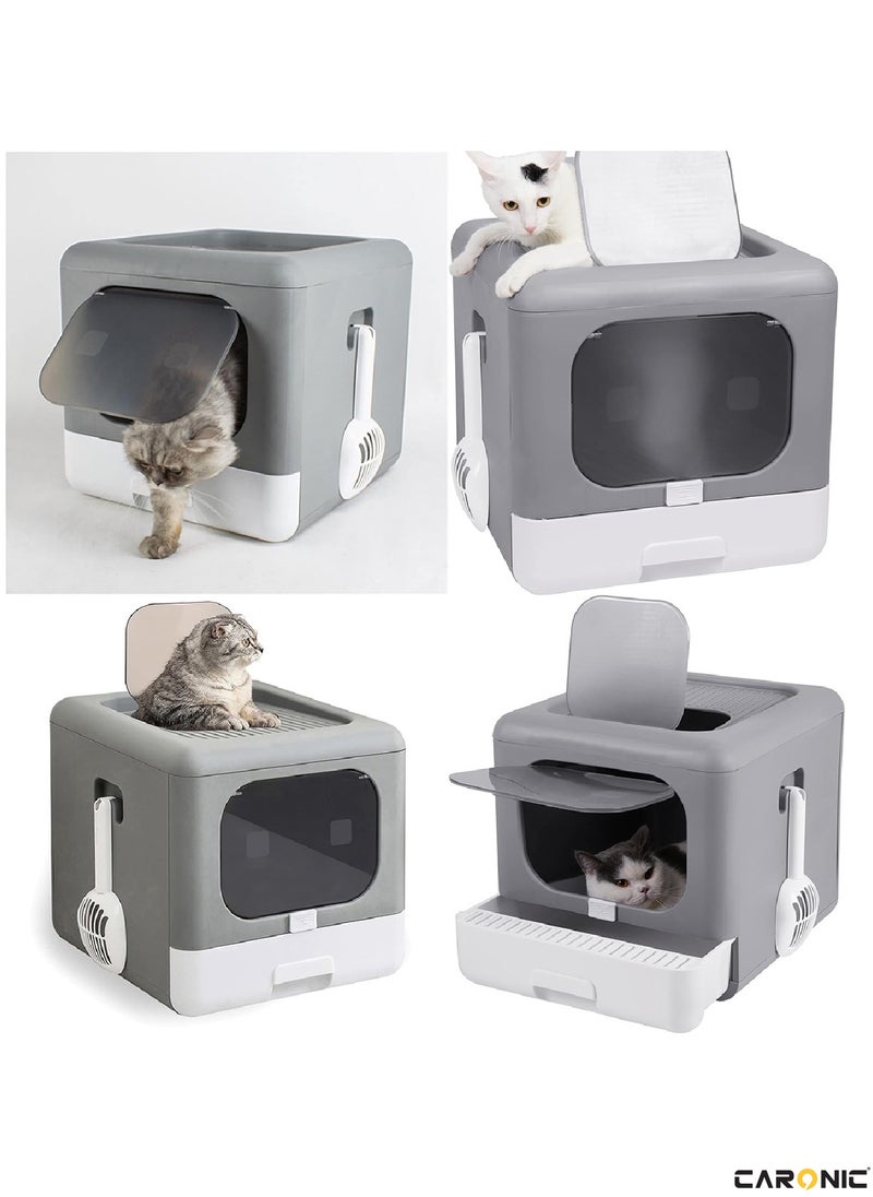 CARONIC - Pet Litter Box Foldable With Litter scoop Portable Closed Splash proof Easy To Clean - Image 1