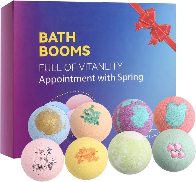 RoseFlower Bath Bombs Gift Set 8pcs Colorful Bath Bombs Handmade Plant Essence Plant Essential Oil Extraction Home Bath to Moisturize Skin Perfect SPA Gift for Women - Image 1