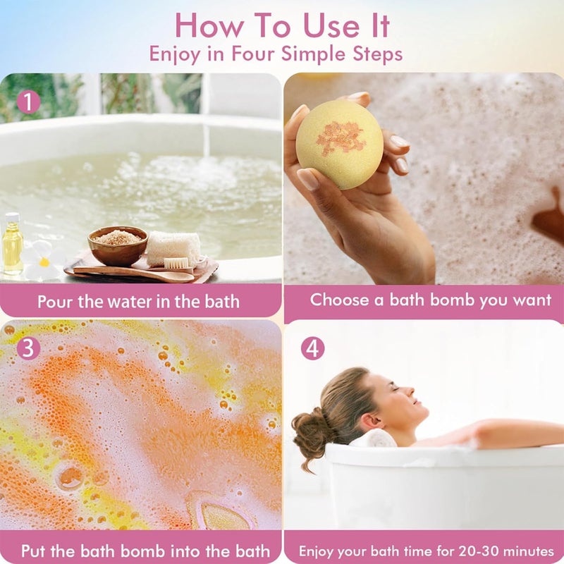 RoseFlower Bath Bombs Gift Set 8pcs Colorful Bath Bombs Handmade Plant Essence Plant Essential Oil Extraction Home Bath to Moisturize Skin Perfect SPA Gift for Women - Image 5