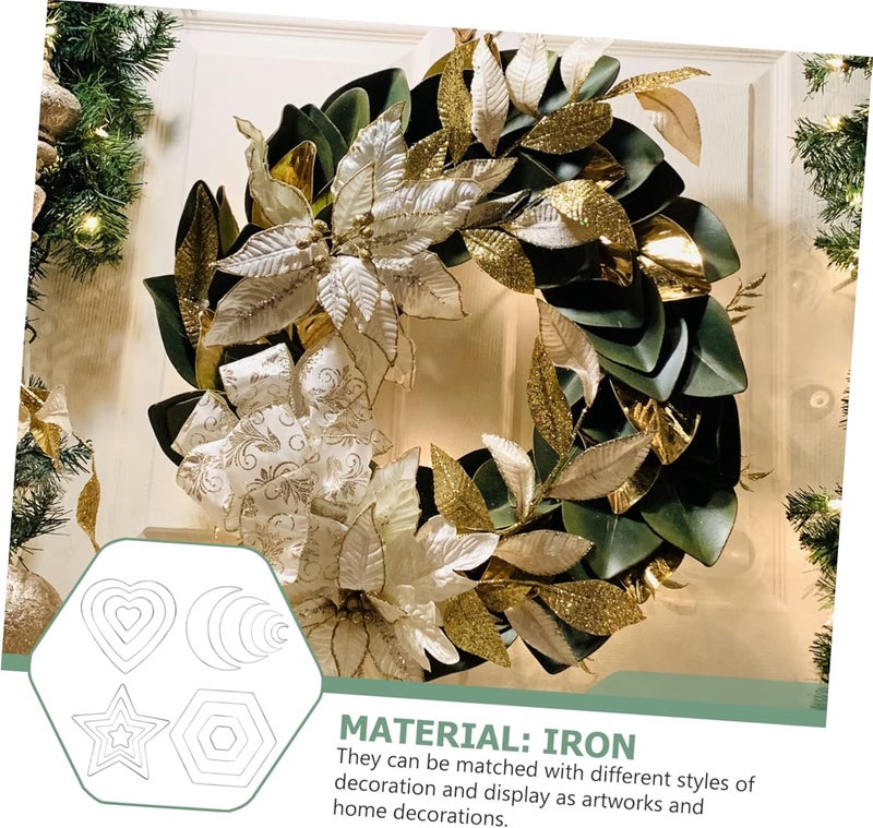 MAGICLULU 16Pcs DIY Rings for Dream Catchers and Wreaths Sturdy Silver Metal Star Hexagon Shapes Craft Tools for Wall Hanging Decor - Image 2
