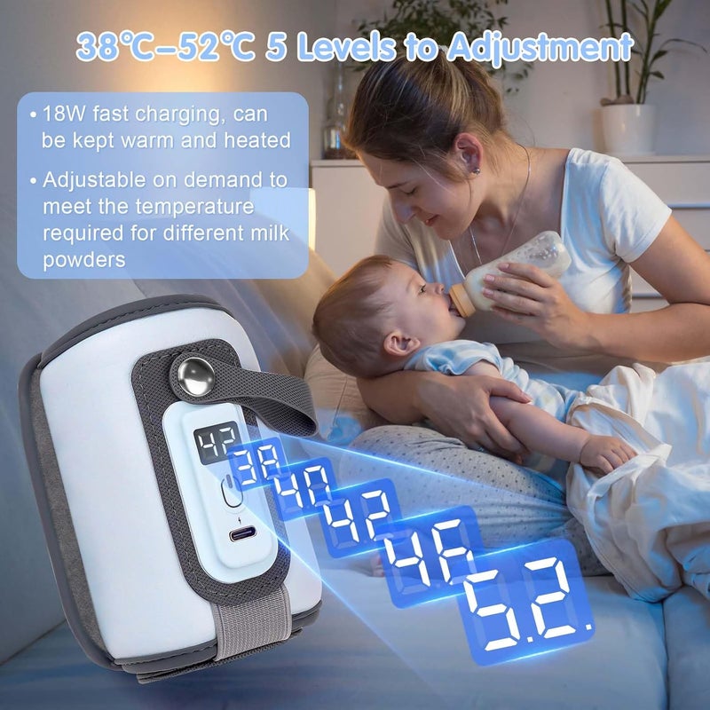 Danisse Portable Bottle Warmer Baby Milk Warmer for All Bottles Rapid Heating Accurate Temperature Control with LED Display USB Warmer Bottle Suitable for Home and Outing Blue - Image 3
