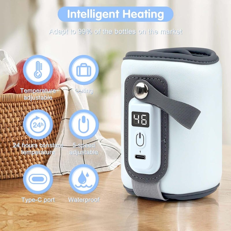 Danisse Portable Bottle Warmer Baby Milk Warmer for All Bottles Rapid Heating Accurate Temperature Control with LED Display USB Warmer Bottle Suitable for Home and Outing Blue - Image 2
