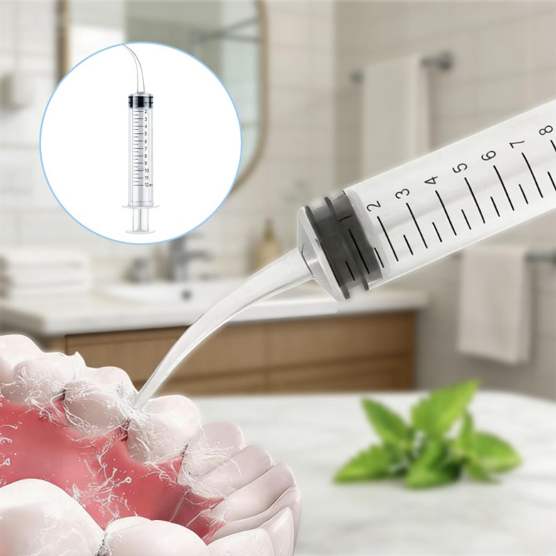 CHXTguyue 4-Pack 12ml Dental Irrigation Syringe Curved Tip - Disposable Graduated Oral Irrigator for Tonsil Stones Removal, Pet Feeding | Home Dental Care & Lab Use - Image 4