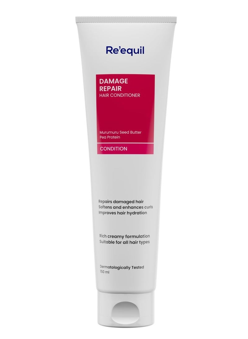 RE' EQUIL Damage Repair Conditioner With Murumuru and Pea Protein Silicone Free Conditioner Repairs Nourishes And Detangles Hair Great For Curly Damaged Hair 150Ml - Image 1