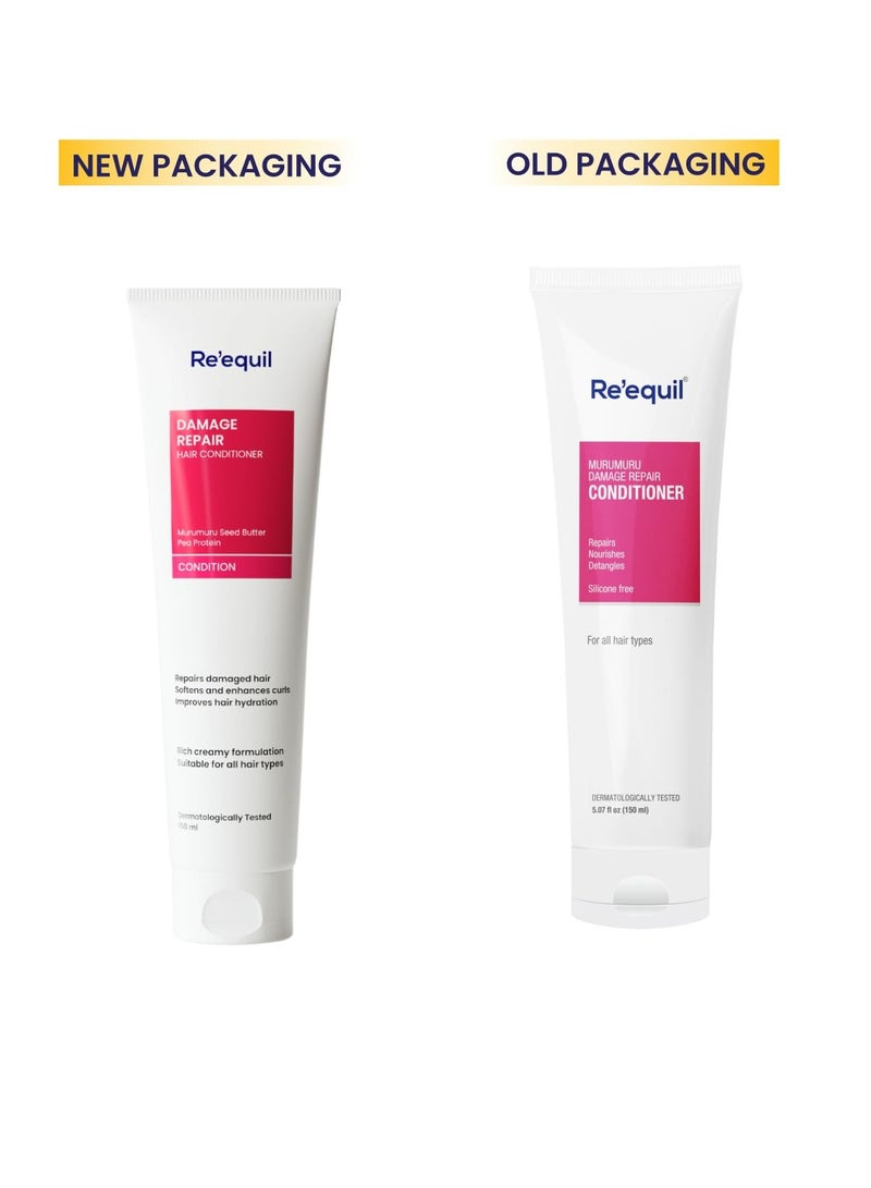 RE' EQUIL Damage Repair Conditioner With Murumuru and Pea Protein Silicone Free Conditioner Repairs Nourishes And Detangles Hair Great For Curly Damaged Hair 150Ml - Image 2