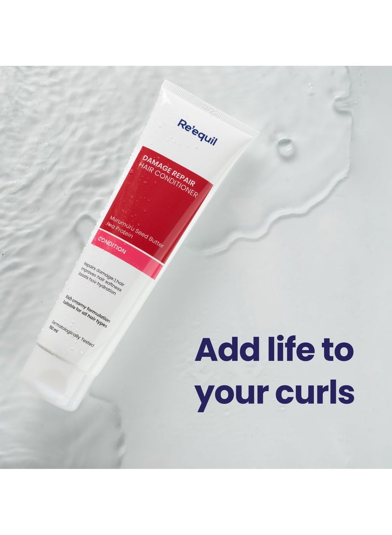 RE' EQUIL Damage Repair Conditioner With Murumuru and Pea Protein Silicone Free Conditioner Repairs Nourishes And Detangles Hair Great For Curly Damaged Hair 150Ml - Image 4