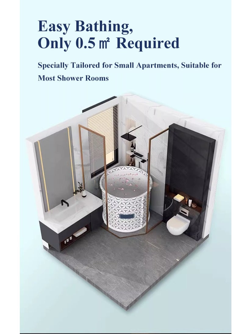 XiuWoo Advance One-click Folding No Installation Soaking Waterproof Extra Large Spa Bathtub Barrel, Household Large Shower Bathing Tubs, Separate Family Bathroom SPA Tub for Adults and Kid - Image 5