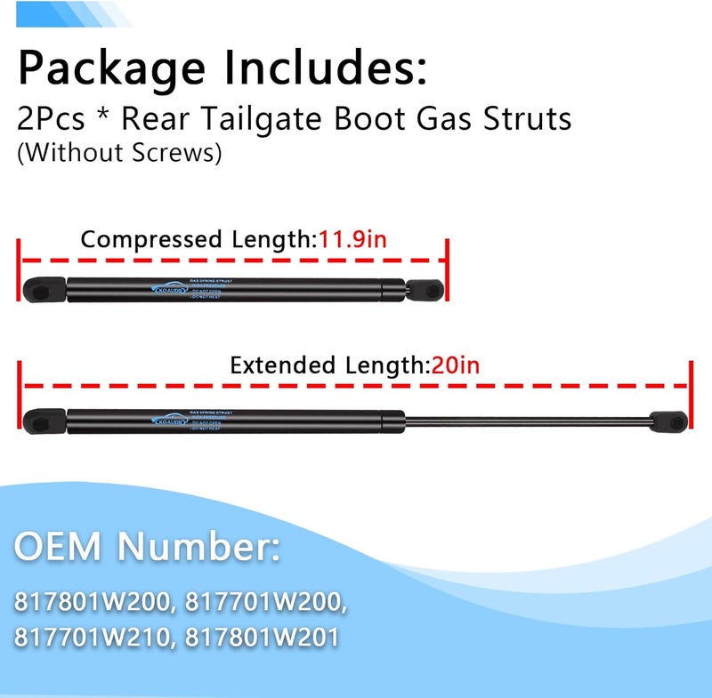 Koaudb 2Pcs Boot Struts for Kia Rio III Hatchback 2011-2017 Rear Tailgate Boot Gas Struts Lift Support System Gas Strut Heavy Duty Car Gas Struts Rear Tailgate Boot Replace #817801W200 - Image 3