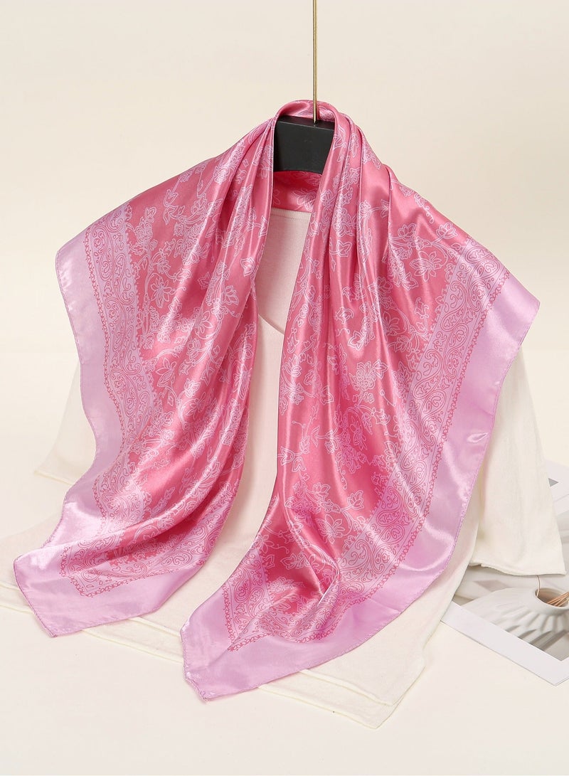 ISI 90cm Square Scarf Stain Hijab Printed Line Flower Head Scarf Fashion Woman Scarfs Comfort Hijabs - Image 3