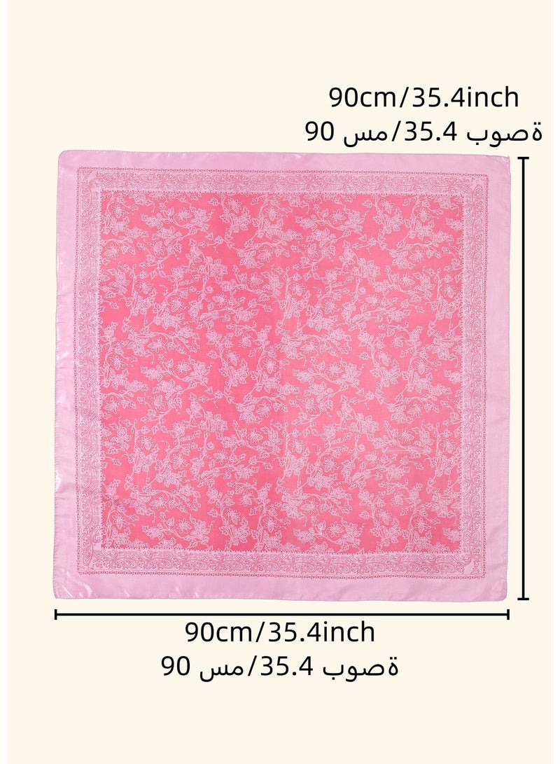 ISI 90cm Square Scarf Stain Hijab Printed Line Flower Head Scarf Fashion Woman Scarfs Comfort Hijabs - Image 5