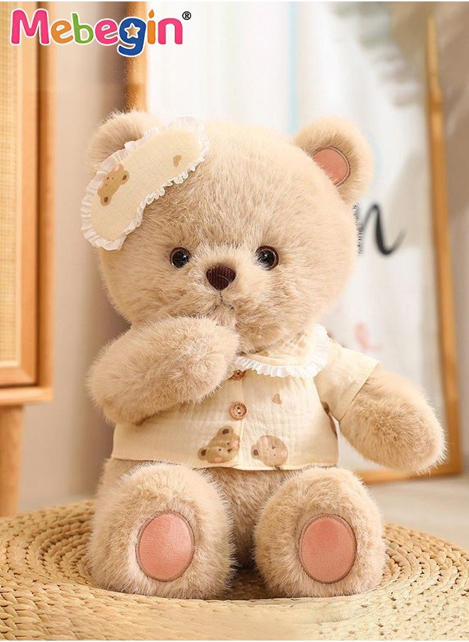 MEBEGIN 40cm Soft Animal Plush Toy, Resilient Plush Bear, Fuzzy Sitting Plush Bear Embroided with Eyepatch, Good Companion for Kids to Sleep, Ideal Gift for Kids and Adults  - Image 1