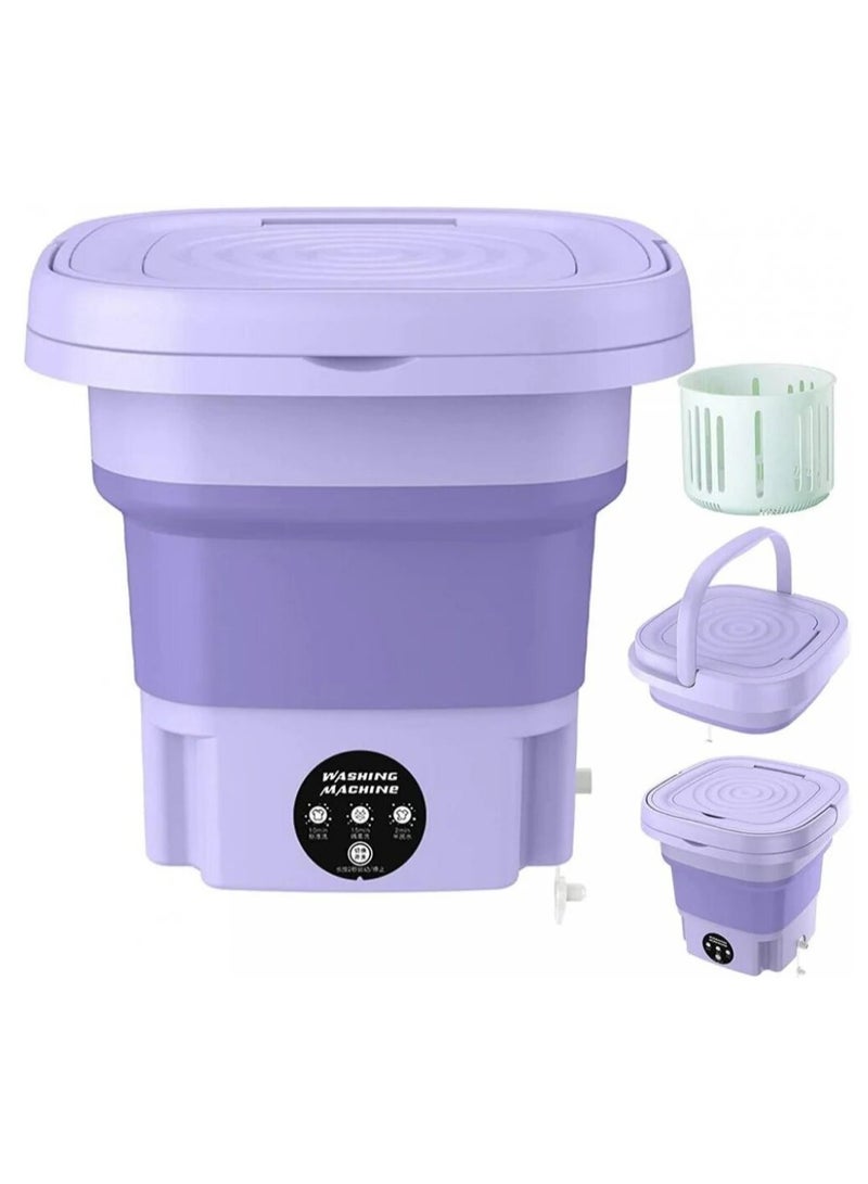 Mini Portable Folding Washing Machine for Home Dormitory Student Single Person Travel Automatic Small Cleaning Machine Underwear Socks  Laundry Bucket  MLSC-01 (Purple) - Image 1