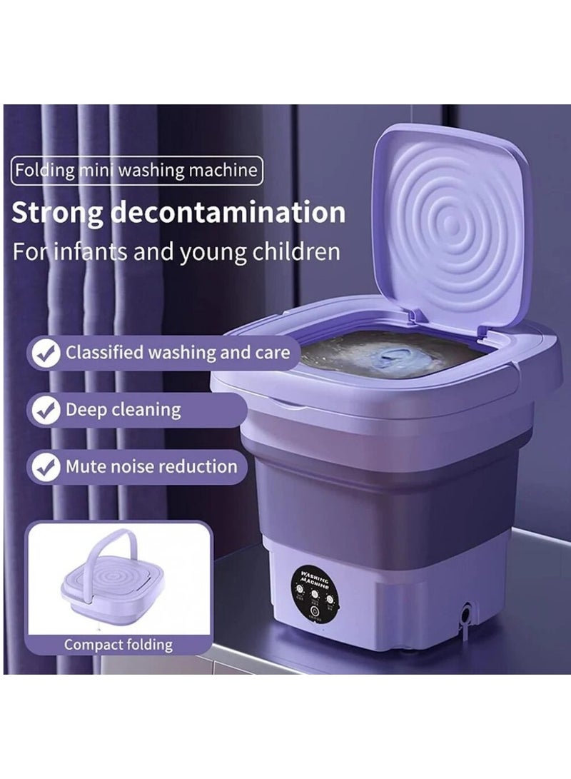 Mini Portable Folding Washing Machine for Home Dormitory Student Single Person Travel Automatic Small Cleaning Machine Underwear Socks  Laundry Bucket  MLSC-01 (Purple) - Image 2