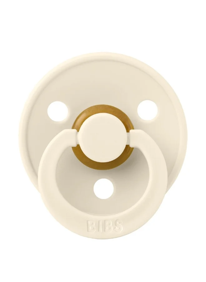 BIBS Colour Baby Pacifier, Latex Round Nipple, Size 2, 6-18 Months, Ivory, 1 Pieces