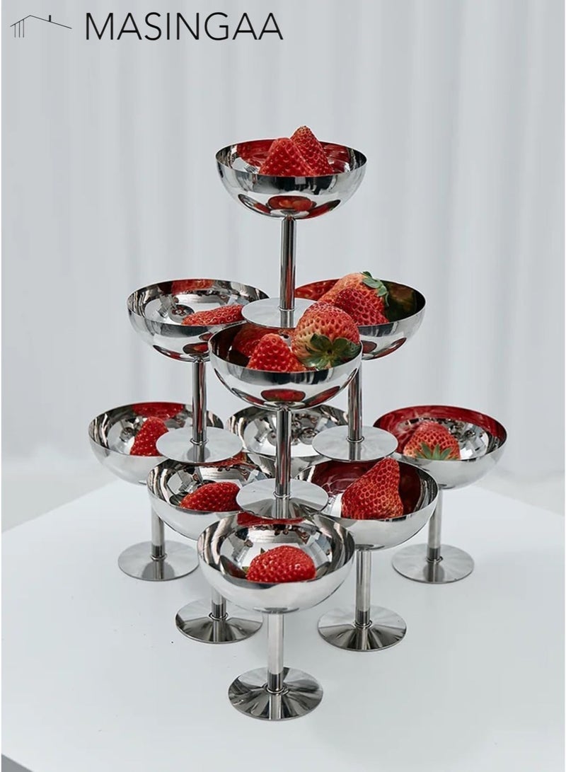 MASINGAA 4Pcs Ice Cream Cup, Multifunctional Stainless Steel Dessert Bowl, Fruit Cup, Food Grade Stainless Steel Stable Bottom, Dessert Cup Reusable Goblet Ice Cream Bowl, for Afternoon Tea, Pudding, Snacks, Occasions Party - Image 4