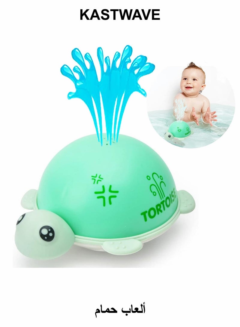 KASTWAVE Baby Bath Toys,  Tortoise Induction Spray Water Toy with LED Light Up Sprinkler Toy for Kids Toddler Infant Whale Bathtub Toy - Image 1