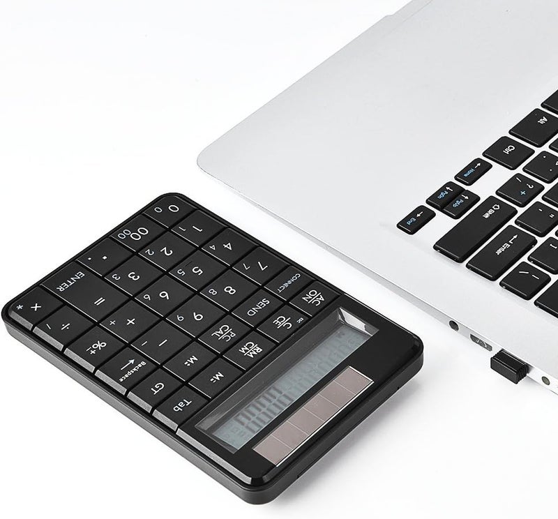 klarako Compact USB keypad with Display Calculator Function, 29 Keys Portable Wireless Number Pad Mini Solar Power Smart Keypad & Office Calculators with LCD Display for Laptop PC Desktop - Image 2