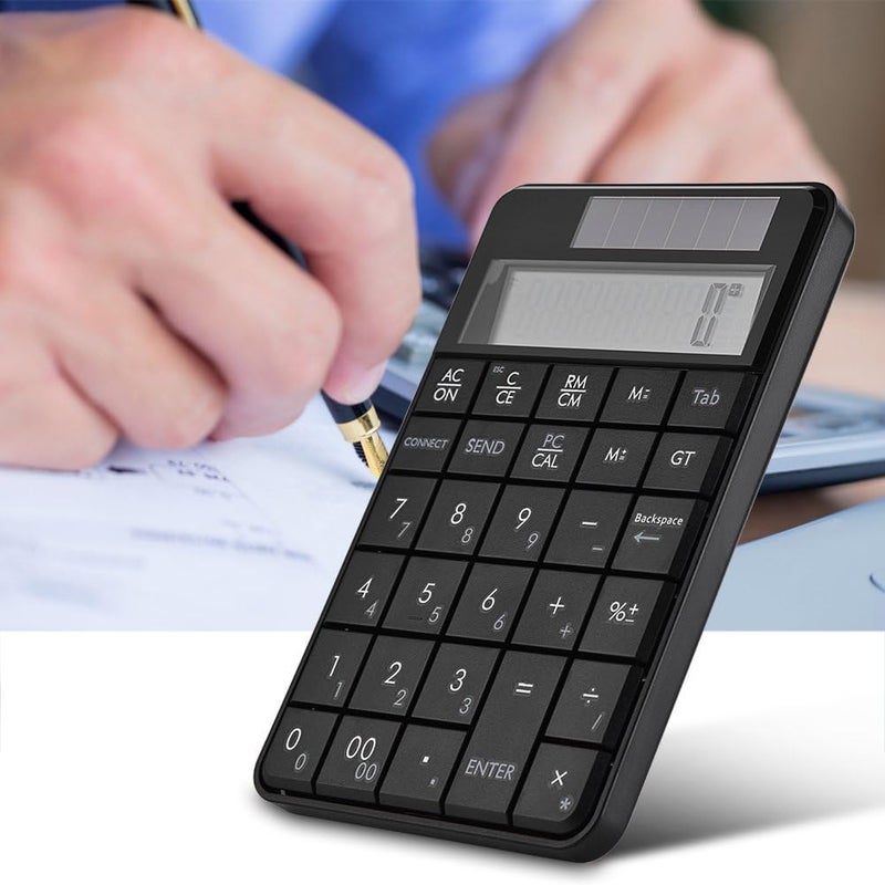 klarako Compact USB keypad with Display Calculator Function, 29 Keys Portable Wireless Number Pad Mini Solar Power Smart Keypad & Office Calculators with LCD Display for Laptop PC Desktop - Image 5