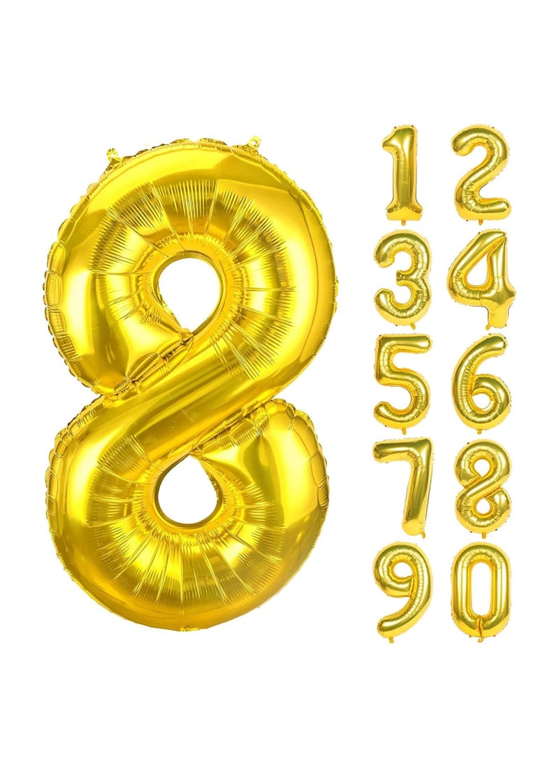 Goldedge Goldedge Number 8, 32 Inch Number Balloons Foil Gold - Glamorous Party Decorations for Birthdays, Anniversaries, and Special Events  - Image 1