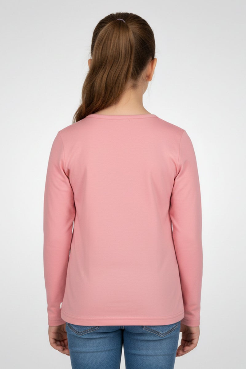 Hamleys Kids Girl Crew Neck Long Sleeve Graphic Print T-Shirt, Pink - Image 2