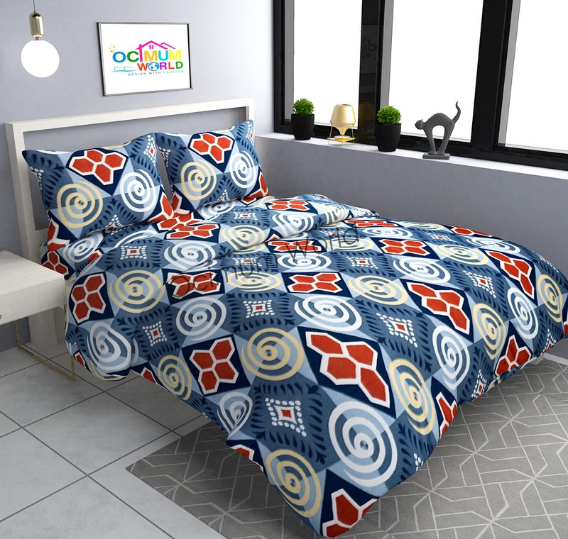 MORADO Woollen Heavy Fleece Geometric Warm Double Bedsheet with Two Pillow Covers with Zipper for Winters (90×100 Inches, Silver Grey) - Image 1