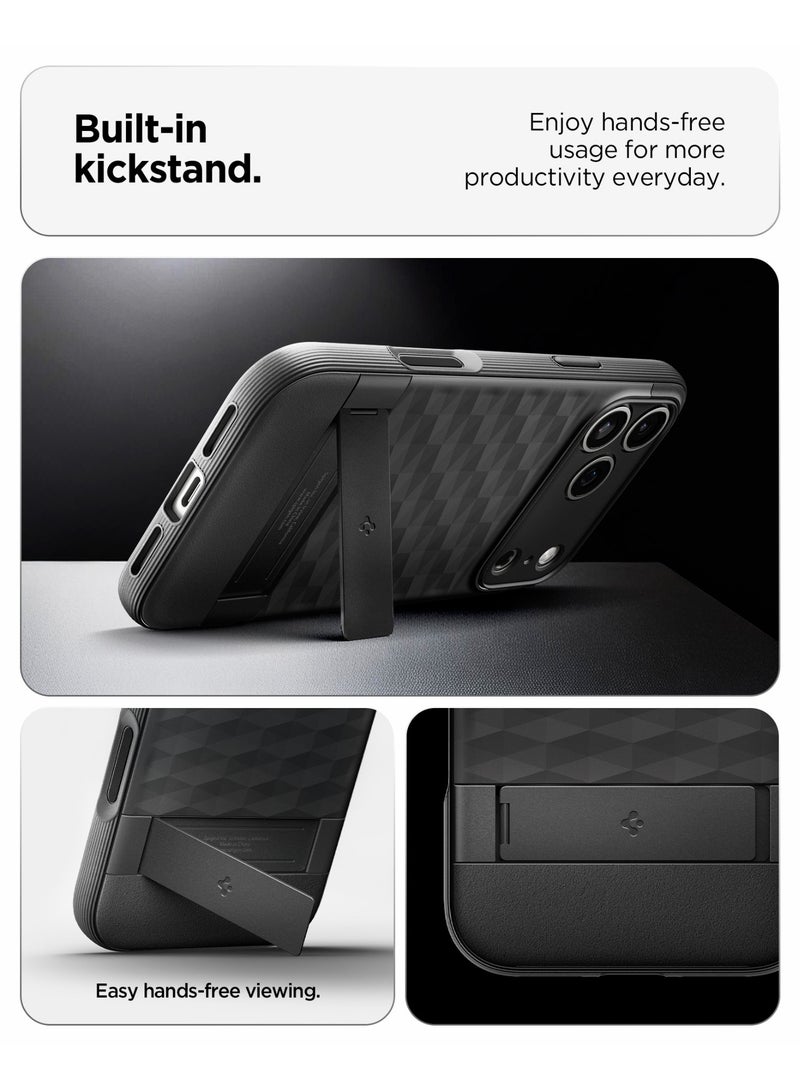 Spigen Parallax S MagFit for iPhone 17 PRO Case Cover MagSafe Compatible [Built-in Kick Stand] - Matte Black - Image 4