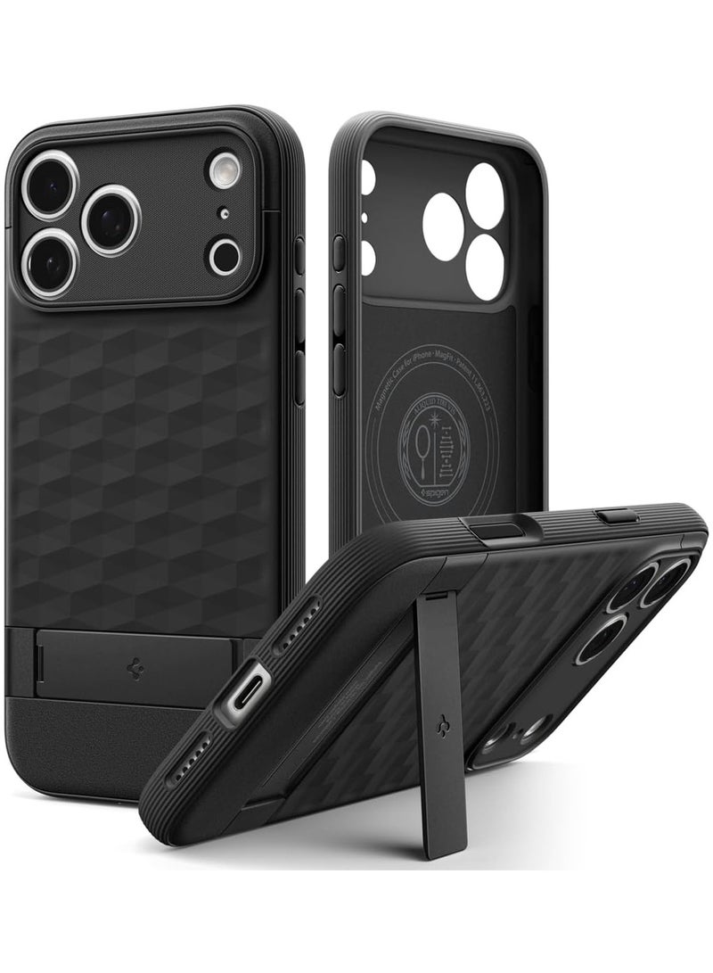 Spigen Parallax S MagFit for iPhone 17 PRO Case Cover MagSafe Compatible [Built-in Kick Stand] - Matte Black - Image 1