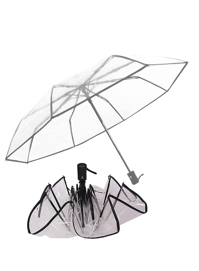 Clear Umbrella, Women's Clear Bubble Umbrella, Automatic Open and Close Transparent Travel Dome Umbrella for Women Girls Kids Rainy Windy Weather - Image 1
