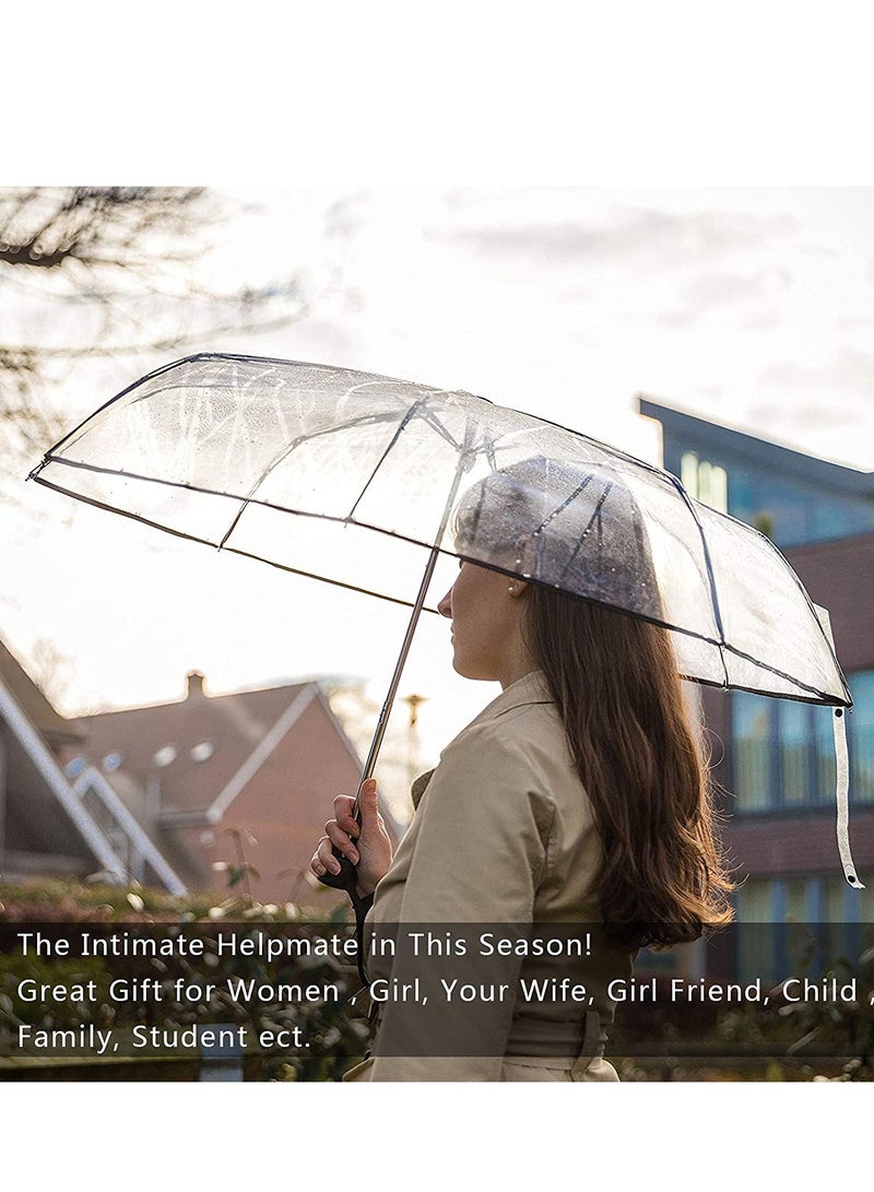 Clear Umbrella, Women's Clear Bubble Umbrella, Automatic Open and Close Transparent Travel Dome Umbrella for Women Girls Kids Rainy Windy Weather - Image 2